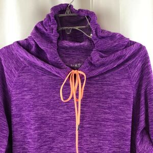 Lukka Womens Medium Pullover Sweatshirt Heather Purple Hood Hoodie w/ Pockets M